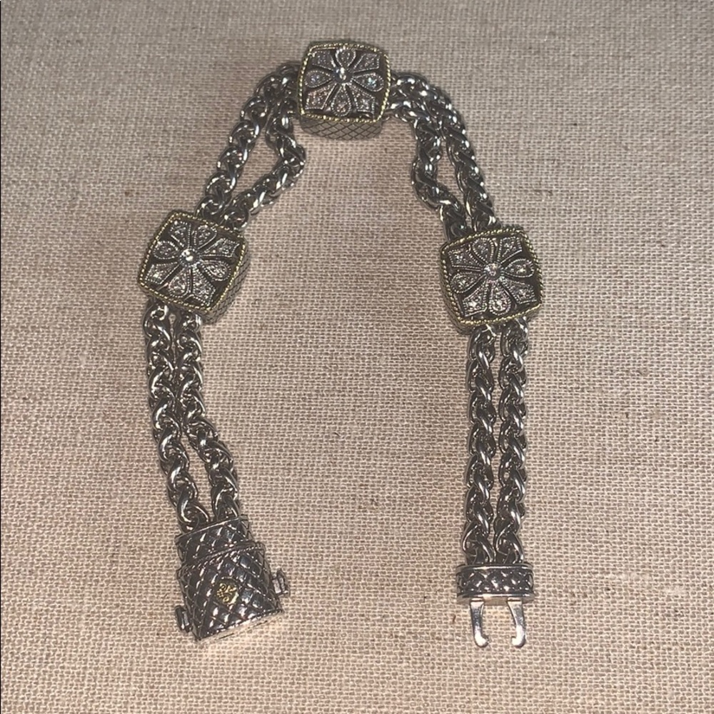 ANDREA CANDELA 18K & SS DIAMOND BRACELET - Picture 3 of 11